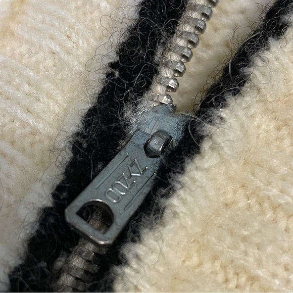 Vintage Sears Sportswear Wool Blend Full Zip Chevron Cardigan, Ivory/Multi, Sz M - Picture 3 of 8